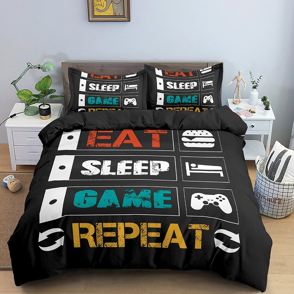 Capa De Edredom Para Gamer Eat Sleep