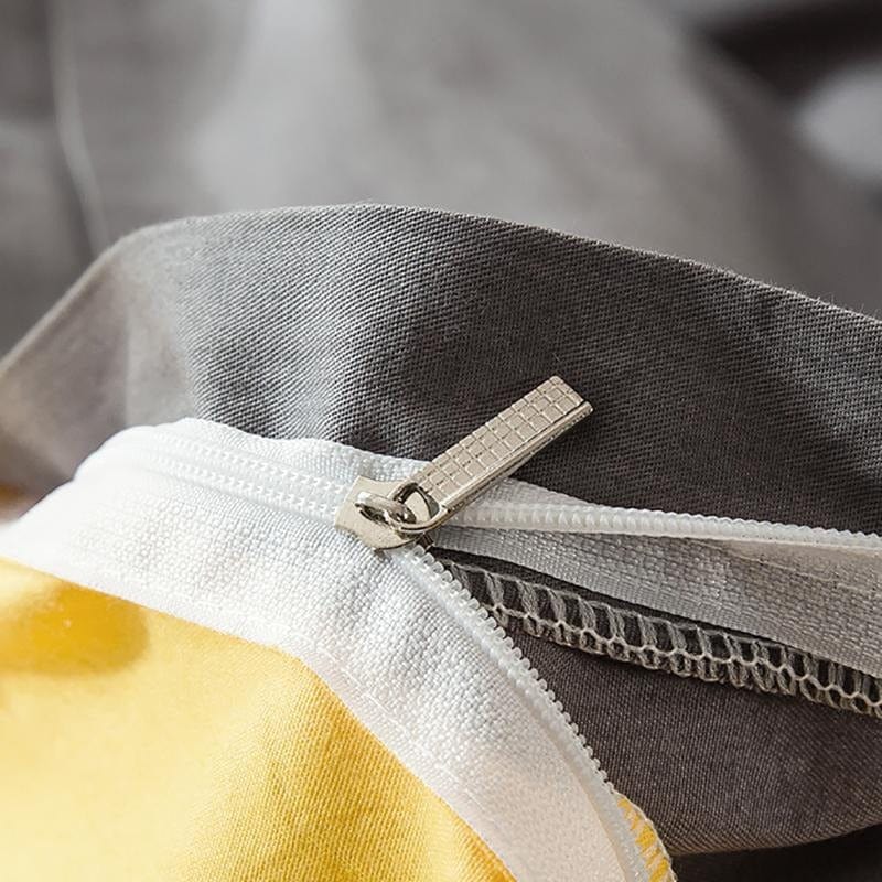 Capa De Edredom Cinza E Amarelo Mostarda