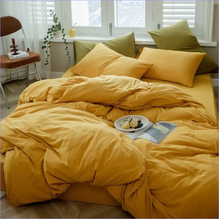 Capa De Edredom Amarelo Mostarda