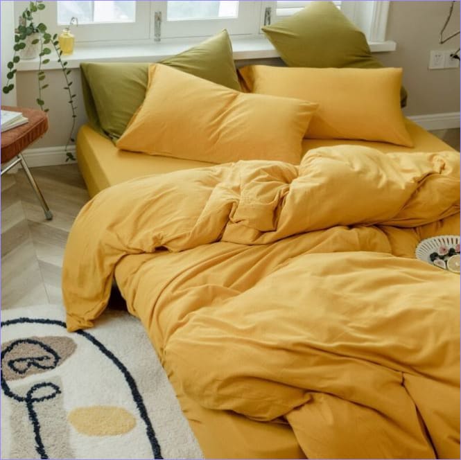 Capa De Edredom Amarelo Mostarda