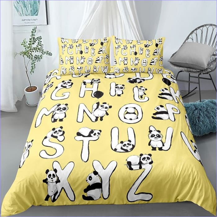 Capa De Edredon Alfabeto Panda Amarelo