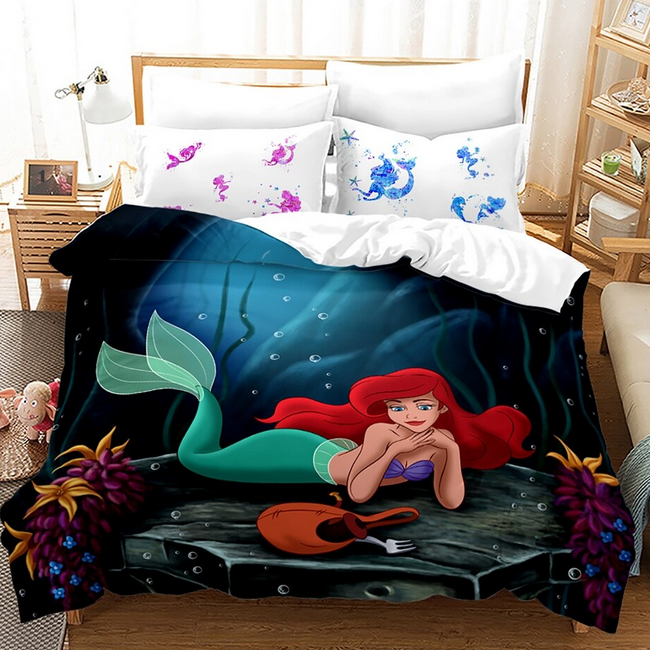 Capa De Edredom Preta A Pequena Sereia