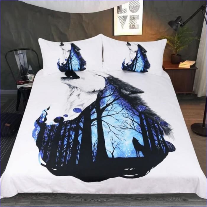 Capa De Edredom Lobo Da Floresta Mística