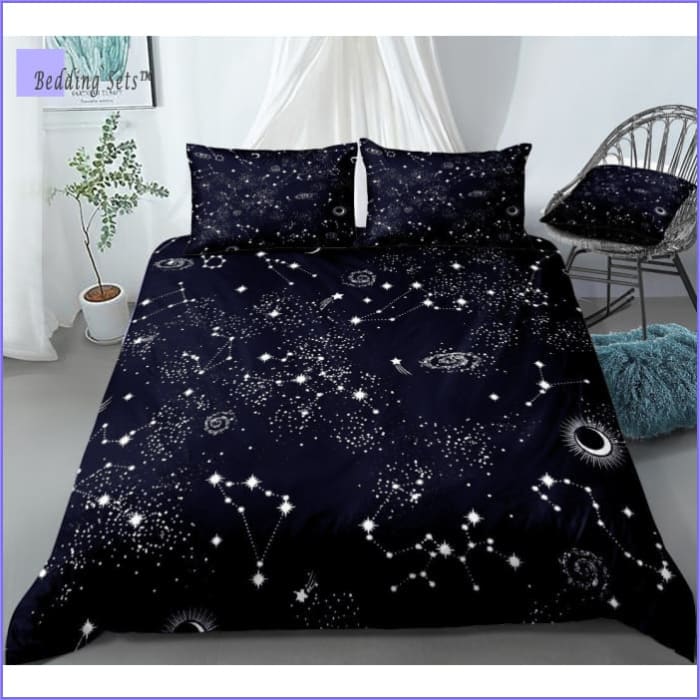 Capa De Edredom Preto Galáxia E Estrelas