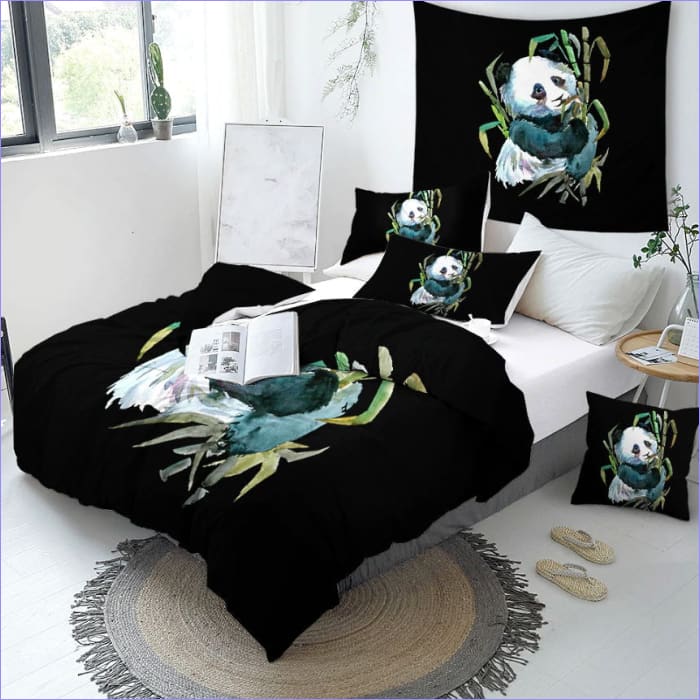Capa De Edredom De Bambu Panda Aquarela
