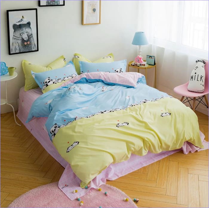 Capa De Edredom Panda Azul E Amarelo