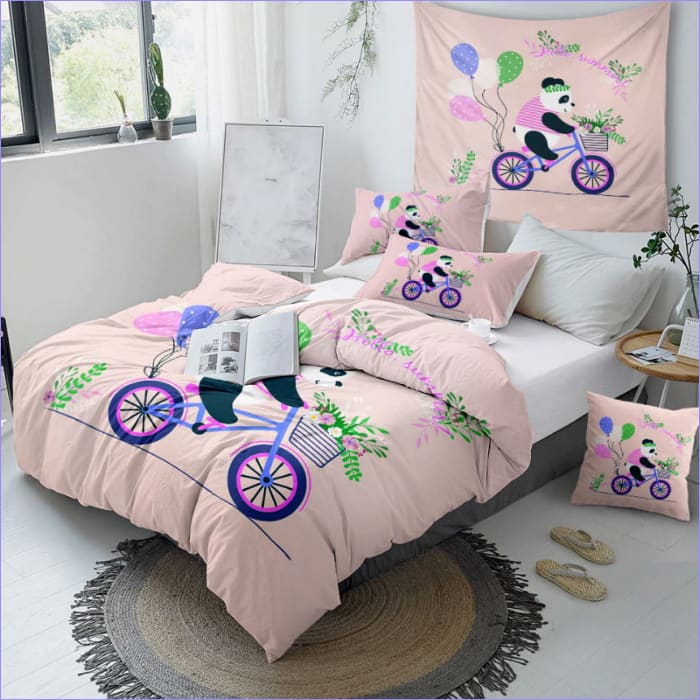 Capa De Edredom Panda Na Bicicleta