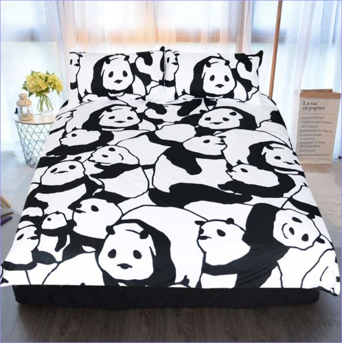 Capa De Edredom Panda Preto E Branco