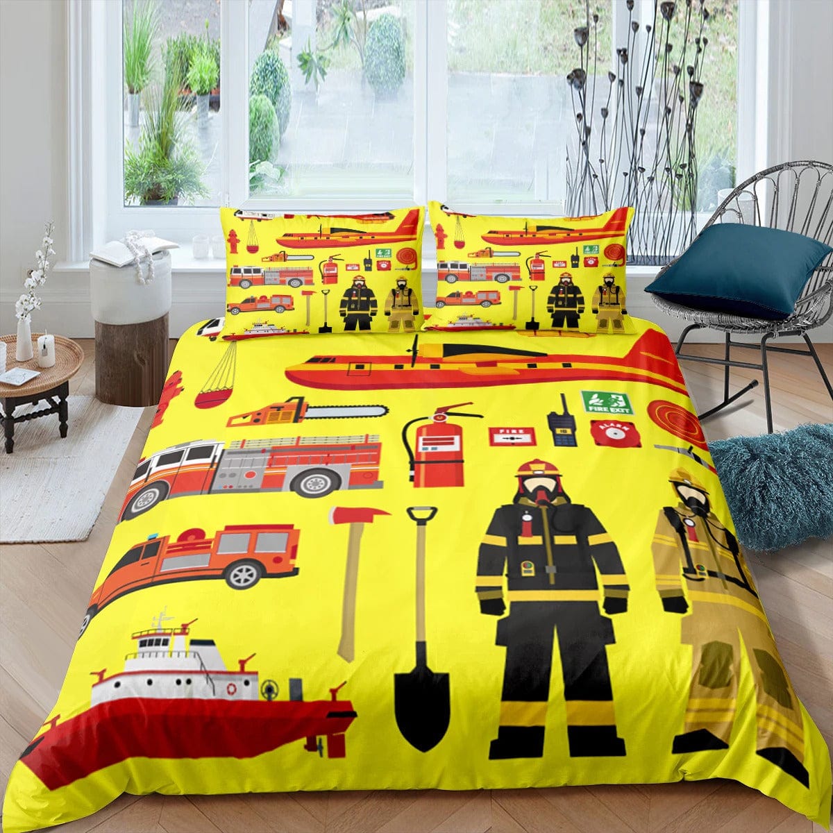Capa De Edredom Bombeiro Amarelo 220 X 240