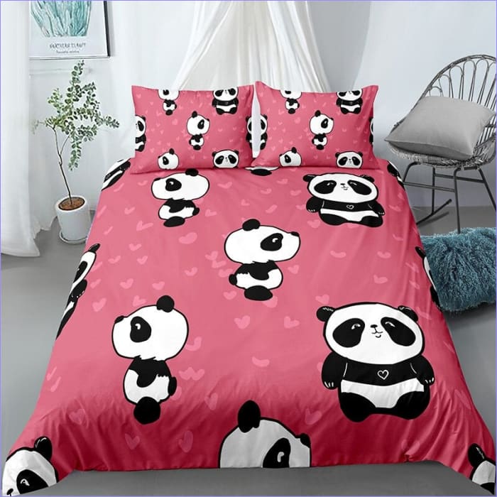 Capa De Edredom Rosa Pequeno Panda