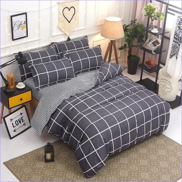 Capa De Edredão Escandinava Azulejos Cinzentos Grandes