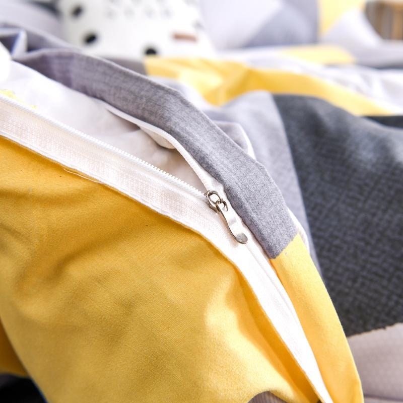 Capa De Edredom Escandinava Amarela E Cinza