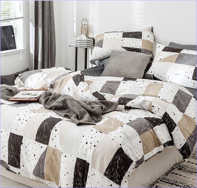 Capa De Edredom Escandinava Mosaico Bege