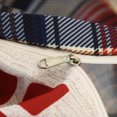 Capa De Edredom Estilo Chalé Azul E Vermelho