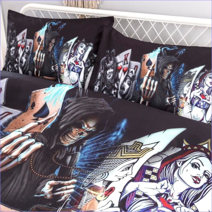 Capa De Edredom De Caveira Poker Face