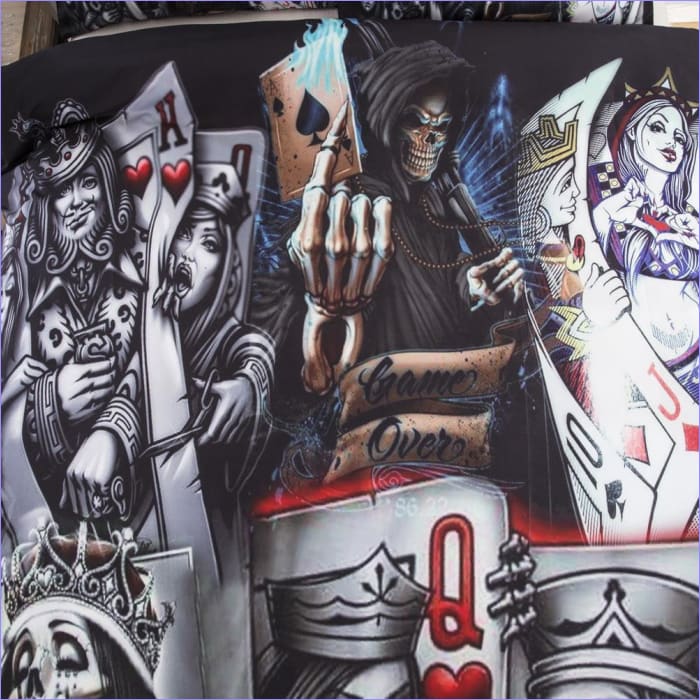 Capa De Edredom De Caveira Poker Face