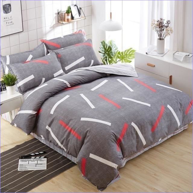 Capa De Edredom Com Linhas Vermelhas E Brancas