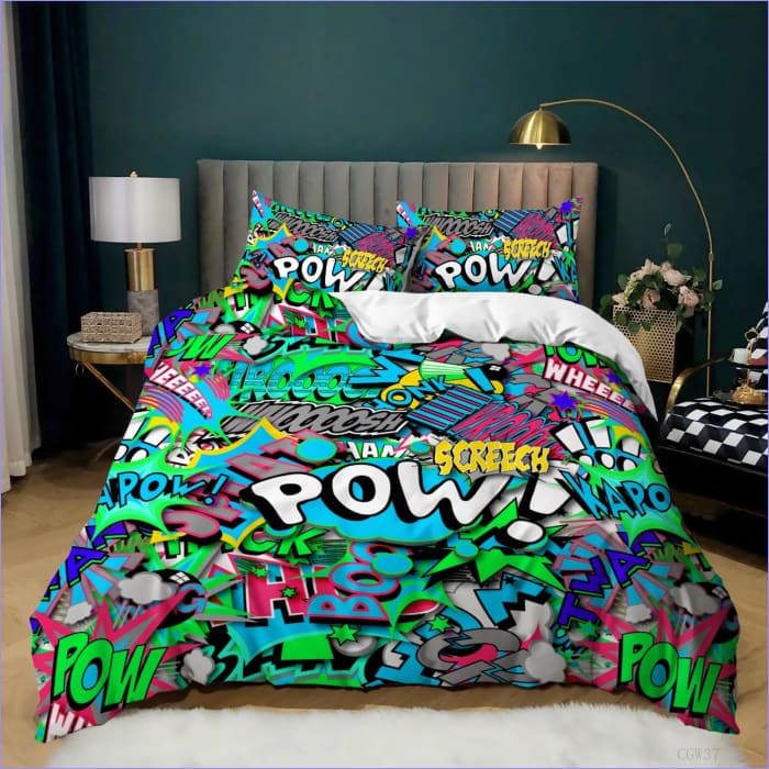 Capa De Edredom Verde Graffiti POW