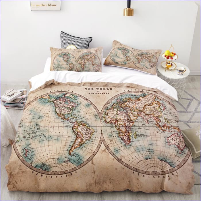 Capa De Edredon Vintage Earth Globe