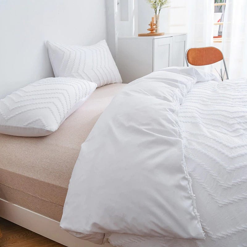 Conjunto De Capa De Edredom Branco