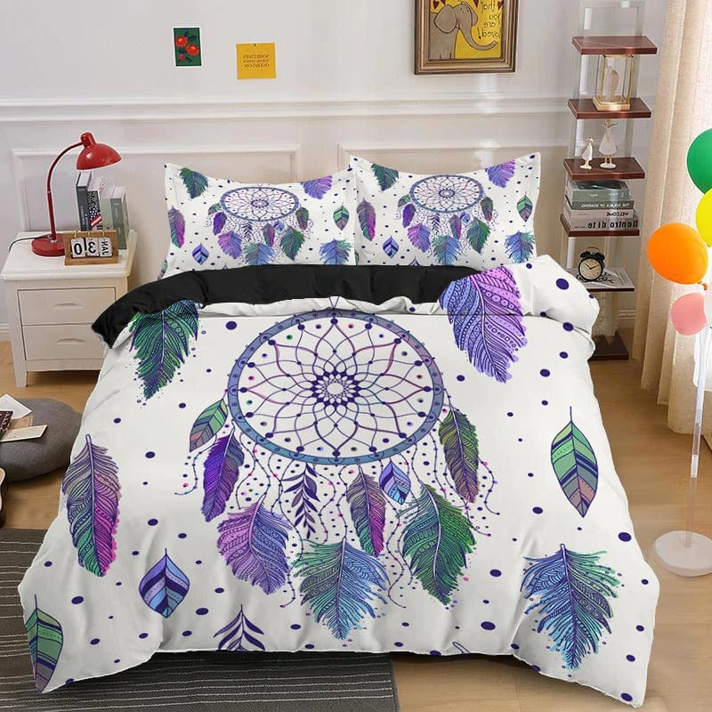 Conjunto De Cama Dream Catcher Verde E Rosa